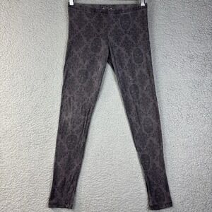 Sugar Skulls Pants Bozzolo Dark Grey Women's Leggings Size M Paisley‎ FLAW READ*